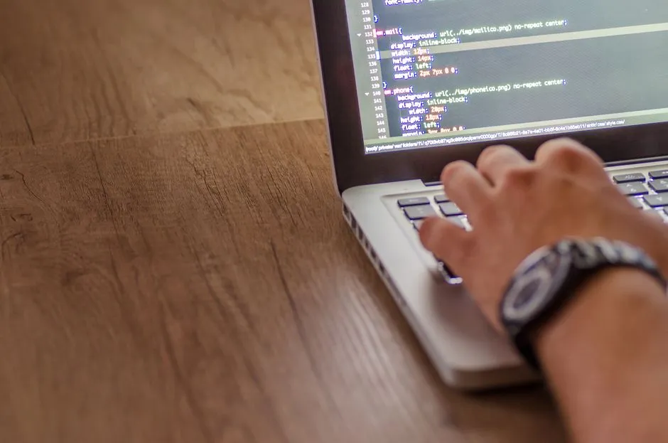 Lines of code displayed on a laptop screen